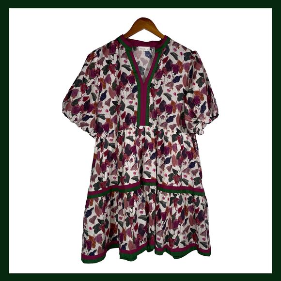 Entro Women’s Dress Size 1X Floral Cotton Tiered Babydoll Pockets Boho Plus - Picture 1 of 12